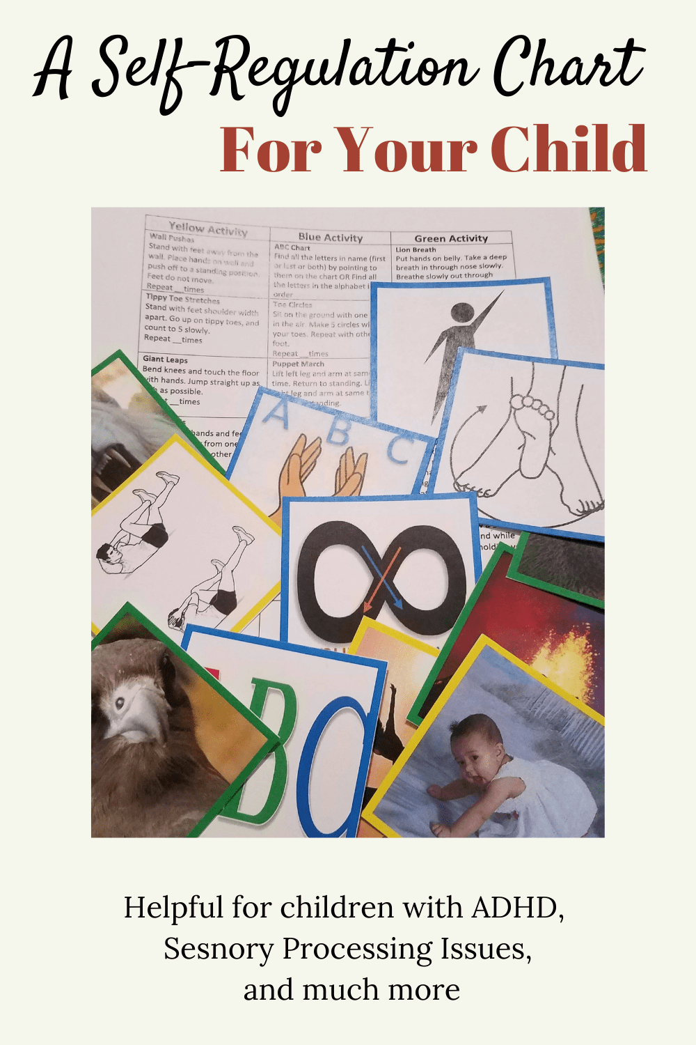 self regulation chart sensory diet